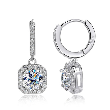 D Color Moissanite Earring 925 Sterling Sliver Plated with White Gold Earring for Women Wedding Engagement Fine Jewelry