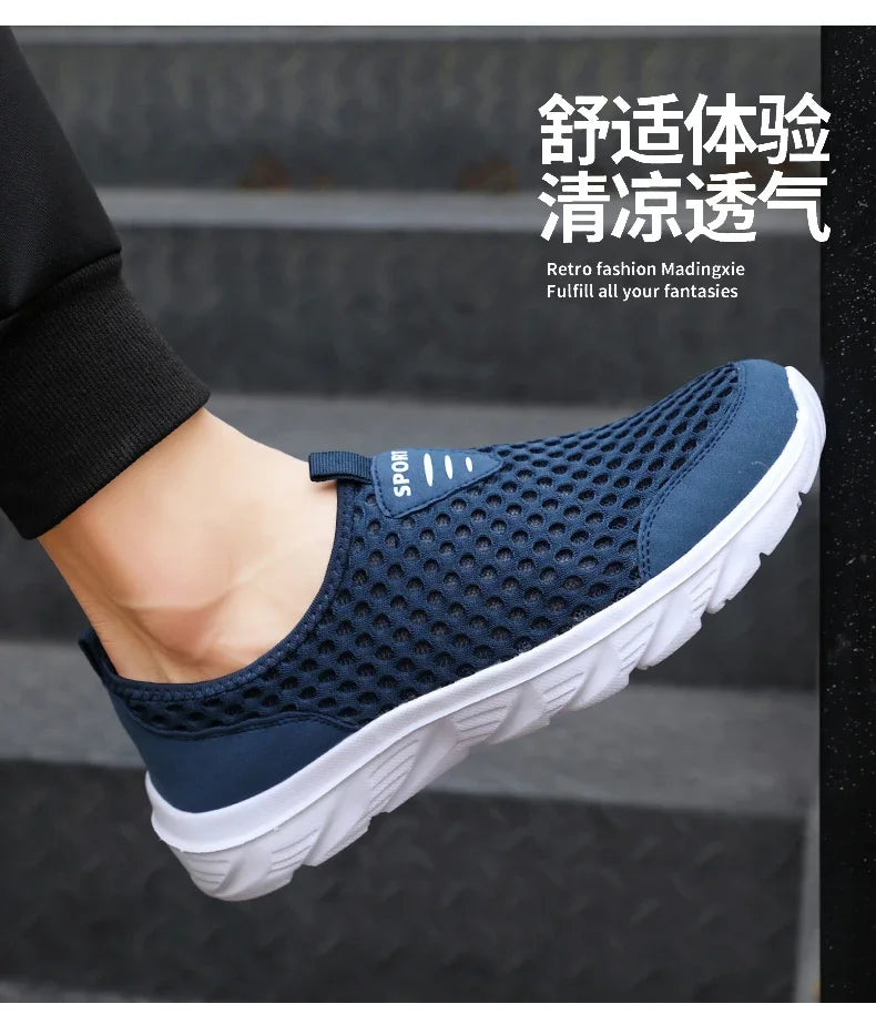 Lightweight Men Casual Shoes Breathable Slip on Male Casual Sneakers Anti-slip Men's Flats Outdoor Walking Shoes Size 39-46