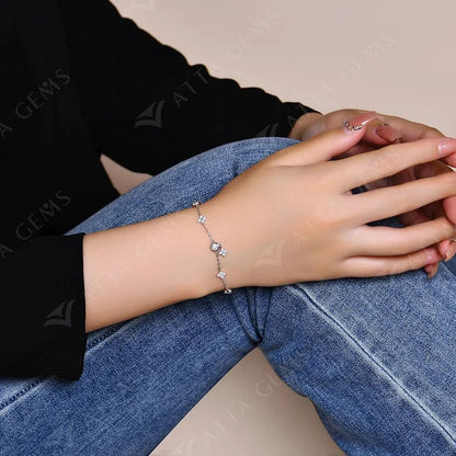Classcial Moissanite Bracelet for Women 925 Sterling Silver Soild 18K 14K 10K Gold Pearl Bracelet for Party Anniversary