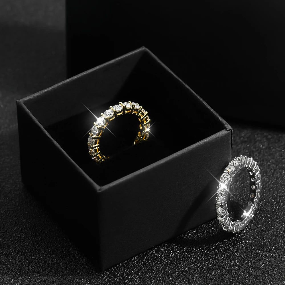 Luxury 2.2cttw 3mm Moissanite Full Enternity Diamond Engagement Ring For Women S925 Silver Wedding Band Rings Fine Jewelry