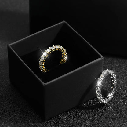 Luxury 2.2cttw 3mm Moissanite Full Enternity Diamond Engagement Ring For Women S925 Silver Wedding Band Rings Fine Jewelry