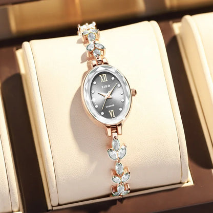 V22 Women's Watches Light Luxury Diamond Inlaid Female Watch Waterproof Oval Ladies Fashion Quartz Bracelet Wristwatch