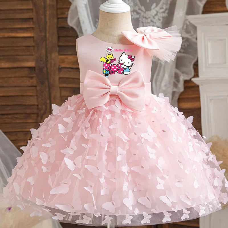 Girl Princess Dress Kid Clothes Party Birthday Outfits Evening Party Tulle Dress Wedding Wear Summer Bowknot Dress