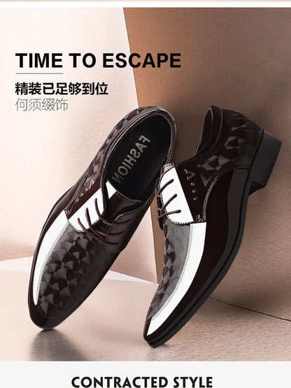 Oxfords Leather Men's Shoes Casual Dress Men Lace Up Breathable Formal Office for Man Big Size 38-48 Flats 2024
