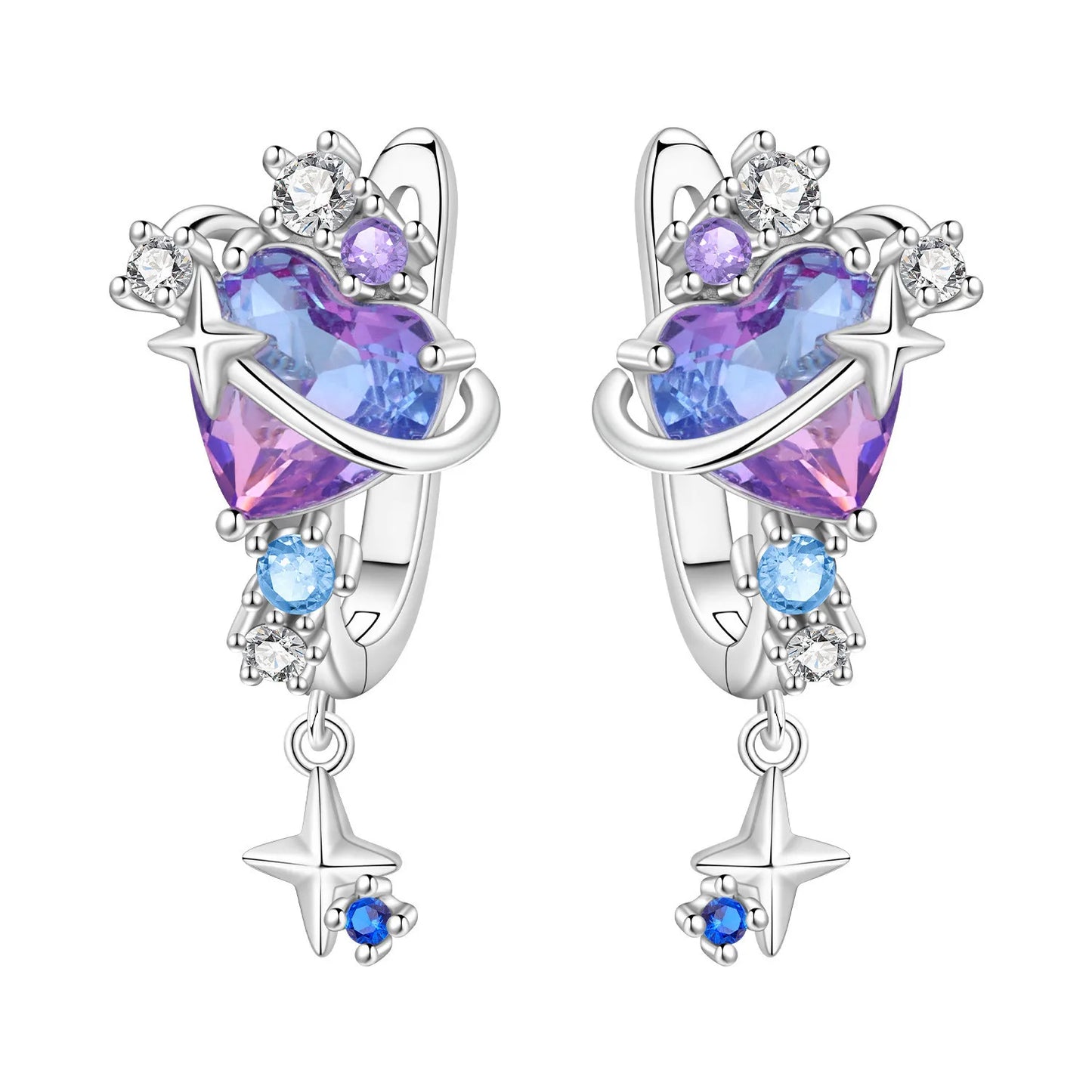 925 Sterling Silver Multi Layer Starry Tassel Drop Earrings Women Earrings Charm Trend Versatile Party Jewelry Gifts