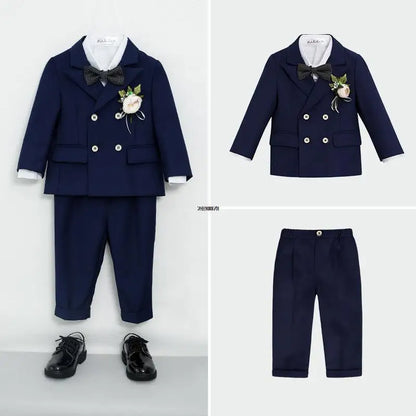 Flower Boys Wedding Suit Children Photography Dress Kids Stage Performance Formal Blazer Suit Baby Birthday Ceremony Costume