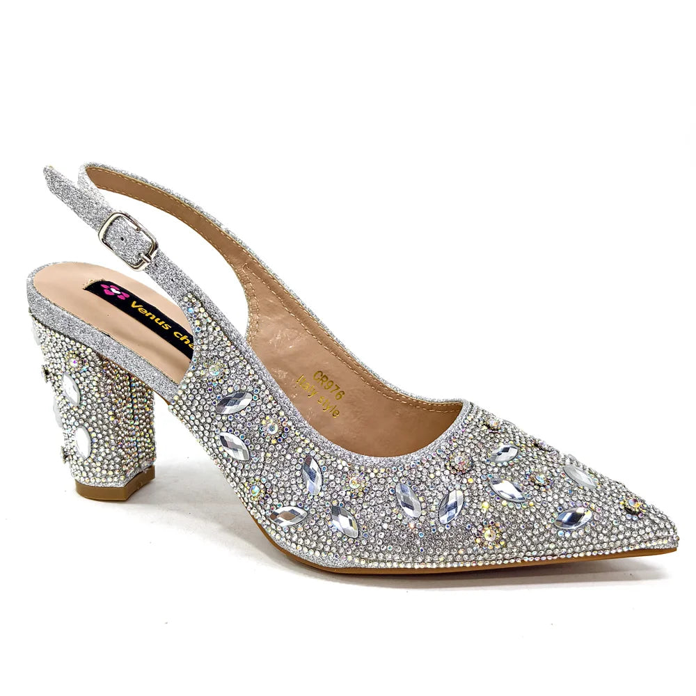 Black Color Elegant High Heels Nigeria Popular Design African Ladies Shoes And Bag Set For Party