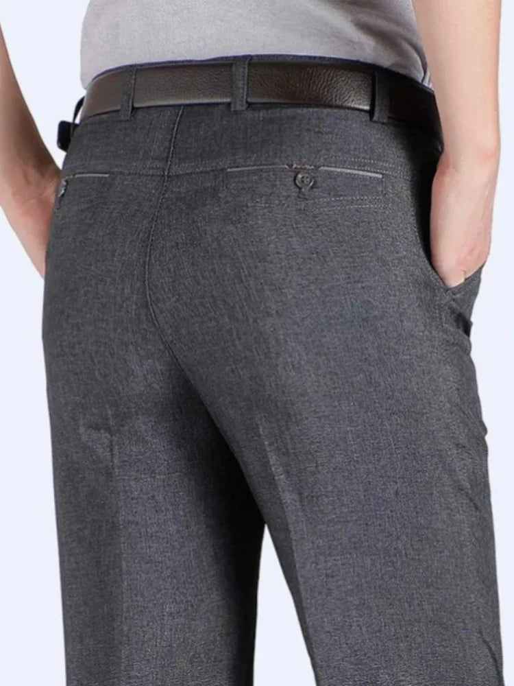 Mens Formal Pants Summer Thin Autumn Thick Black Blue Grey Stretch Bussiness Loose Suit Office Plus Size Trousers GOZBKF