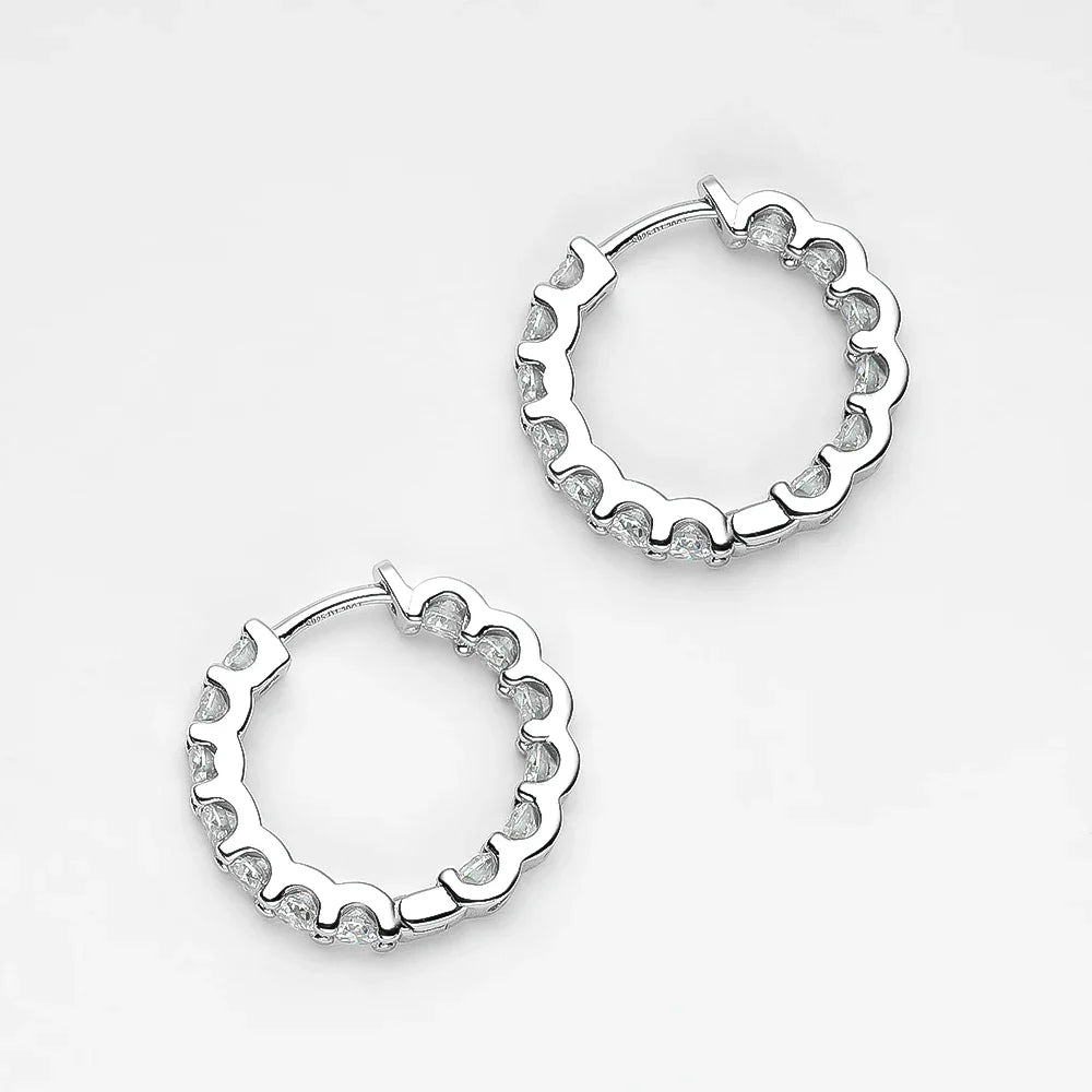 100% 925 Sterling Silver Real 2.6ct Moissanite Earring Hoops For Women Sparkling Wedding Party Luxury Fine Jewelry Gift