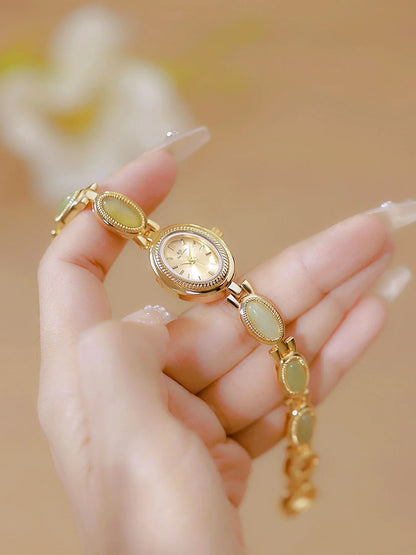 Women's Watch Ladies Bracelet Luxury Brand Waterproof Retro Natural Dongling Stone Hotan Jade Advanced Chain Watches Gift