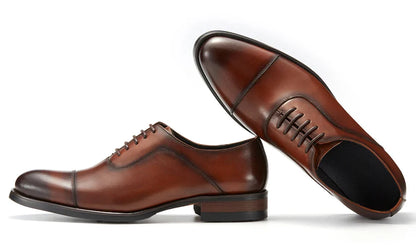 Italian Men's Genuine Leather Oxford Shoes Classic Breathable Gentleman Top Layer Cowhide Business Dress Shoes