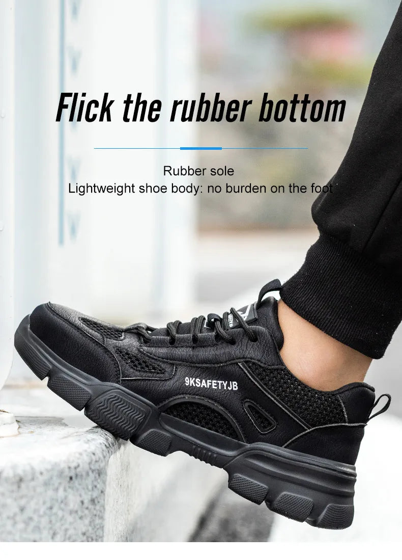 Men Safety Shoes Work Sneaker Anti-smash Non Slip Work Shoes Steel Toe Protection Shoes Lightweight Breathable Industrial Shoes
