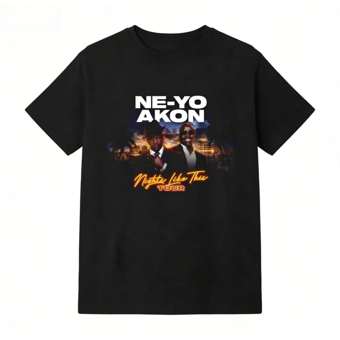 Ne Yo Akon 2026 New Night Like This Tour T Shirt Fashion Casual Top For Everyday Wear Slightly Breathable Hip Hop Streetwear