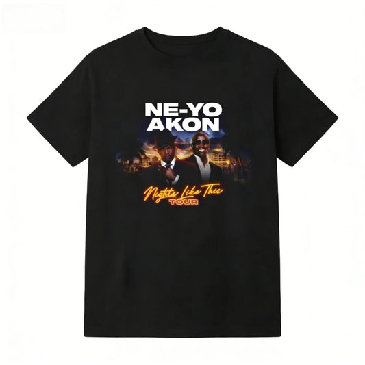 Ne Yo Akon 2026 New Night Like This Tour T Shirt Fashion Casual Top For Everyday Wear Slightly Breathable Hip Hop Streetwear