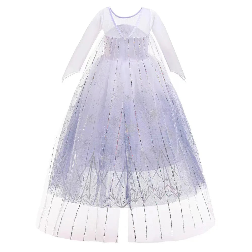 Girls Frozen 2 Elsa Anna Princess Mesh Sequin Clothes Kids Cosplay Snow Queen Costumes Carnival Birthday Party Elsa Gowns