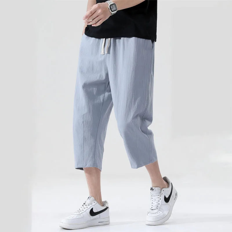 Summer Casual Linen Short Pants New Cotton Straight Mens Lightweight Shorts Large Solid Color Gym Fifth Beach Short Pants