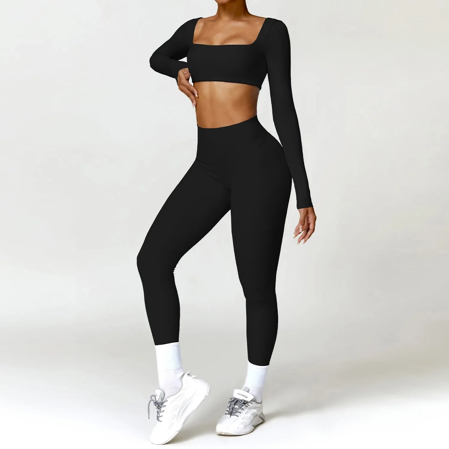 Summer 2PCS Yoga Suit Sports Set Women Quick-Dry Gym Set Women Tracksuit Running Workout Long Sleeve Sports Shirt Yoga Clothing