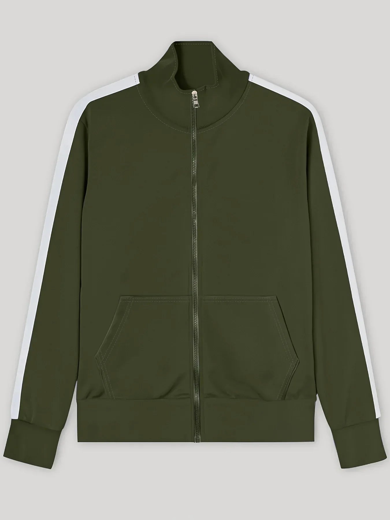 2025 Spring Autumn Men's 2-Piece Set Color Blocking Zipper Stand Collar Casual Sports Jacket Sweatshirt Trousers Suit