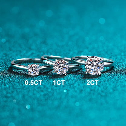 2ct Moissanite Engagement Ring for Women S925 Sterling Silver with Gold Plated Lab Diamond Promise Wedding Band Jewelry