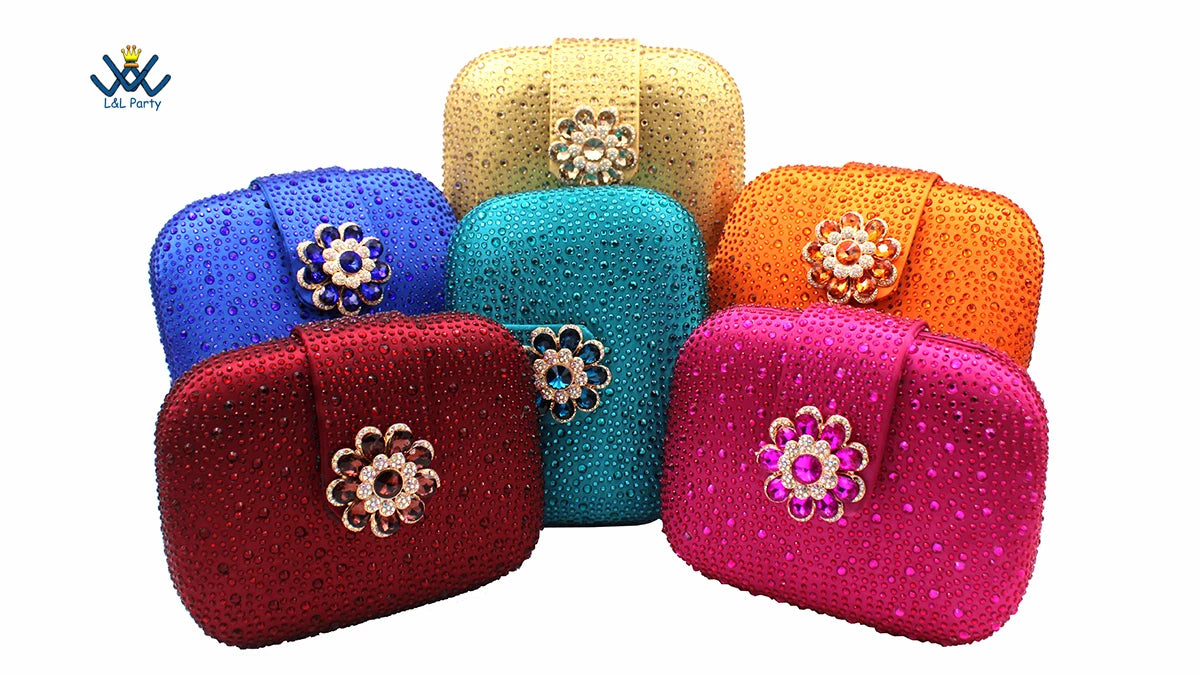 Special Design Women Crystal Style African Ladies Party Shoes Matching Bag in Magenta Color
