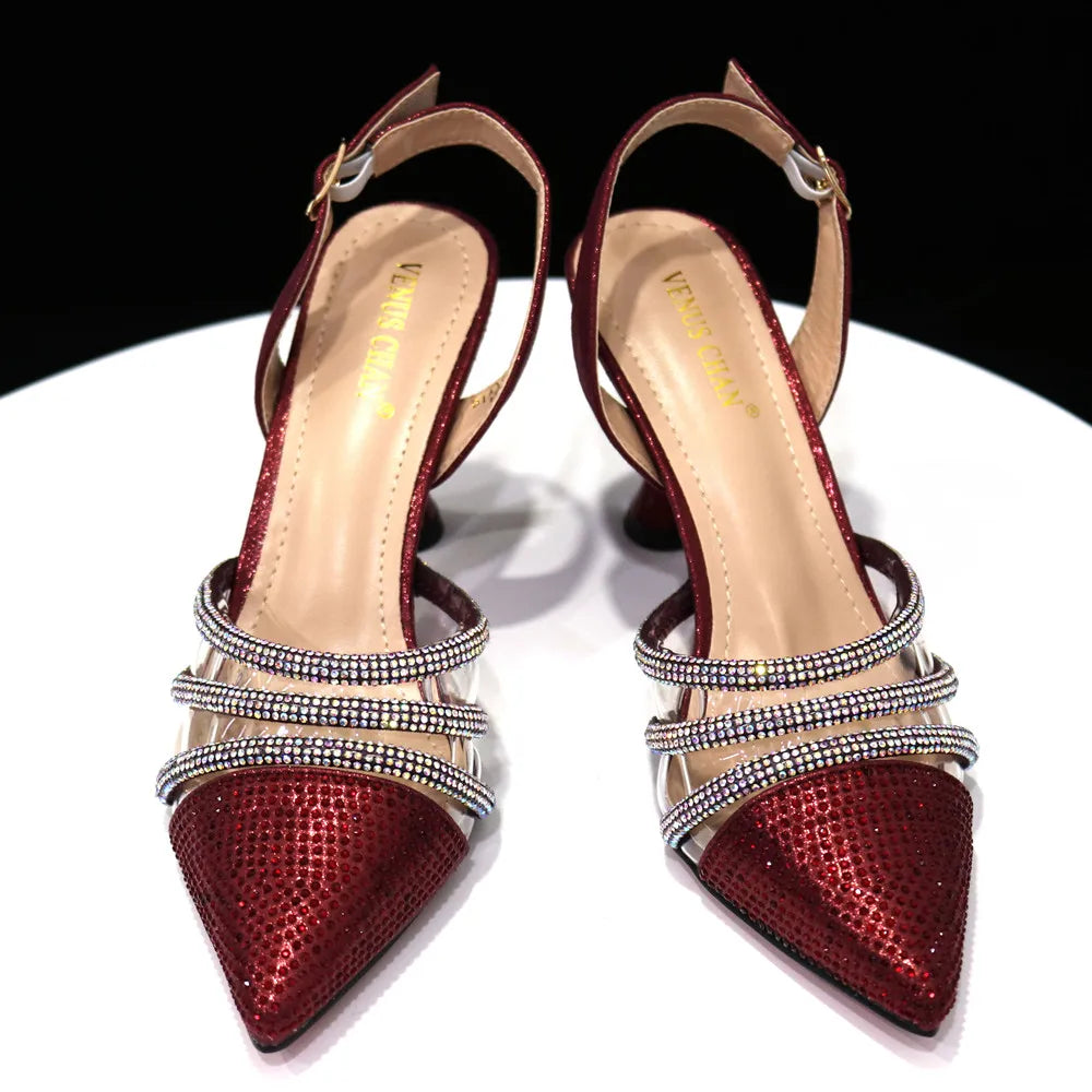 Newest INS Style Orange Color Elegant High Heels Nigeria Popular Design African Ladies Shoes And Bag Set