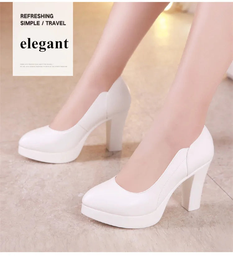 Small Size 32-43 Shallow Red Silver White Wedding Shoes Women Spring 2025 Thick Platform Pumps Woman High Heels for Office