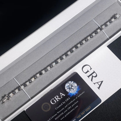 Sparkling 3/4/5/6.5MM Black White Full Moissanite Diamond Tennis Bracelet for Men Women Original S925 Silver Link Bracelets