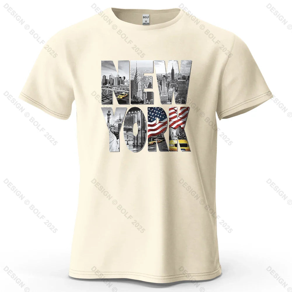 New York City Printed Men's T-Shirt 100% Cotton Oversized City Graphic Tees for Women Tops Tees Casual Streetwear