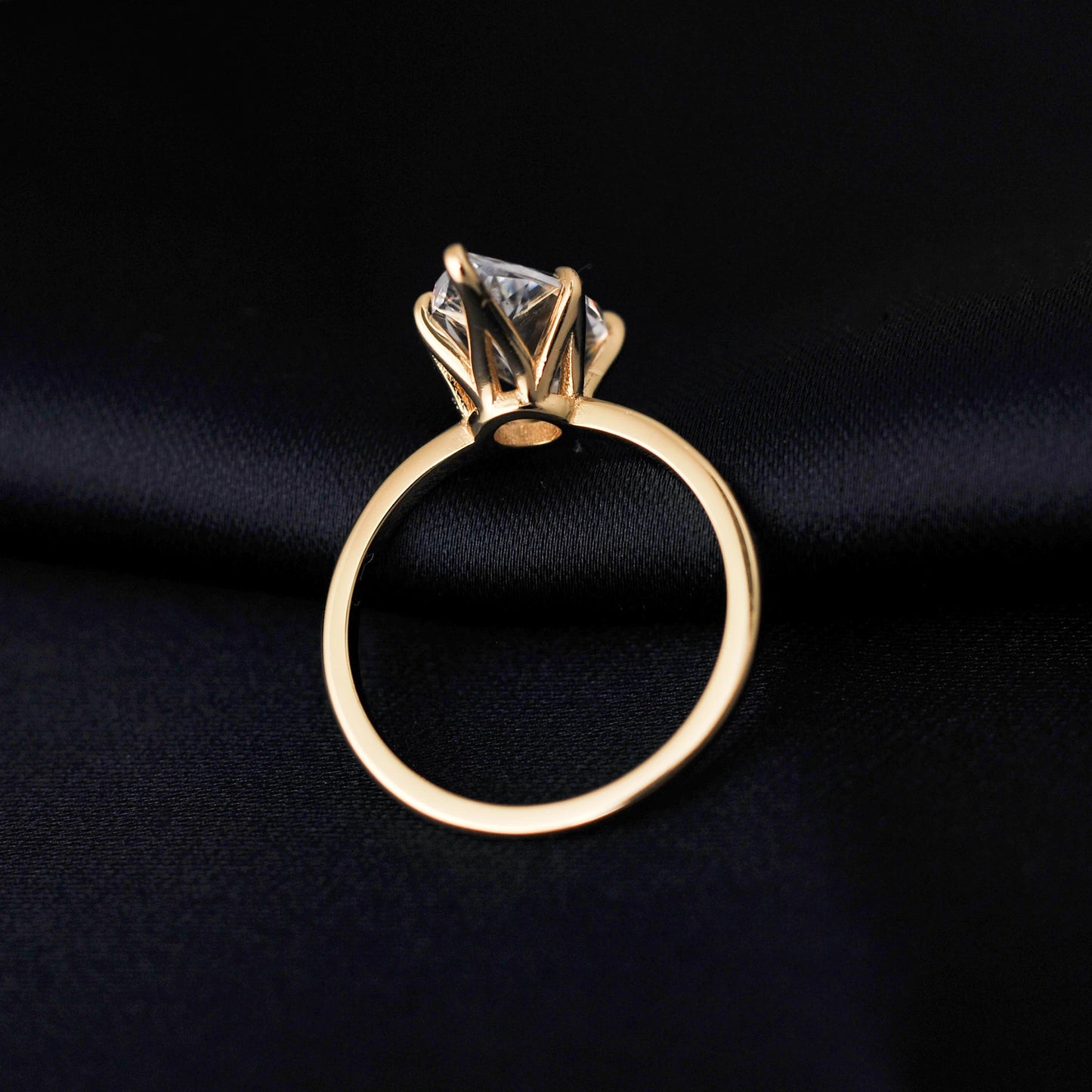 Vintage 9ct 5A Marquise Shape Cubic Zirconia Solitaire Engagement Ring For Women 925 Sterling Silver 14K Yellow Gold