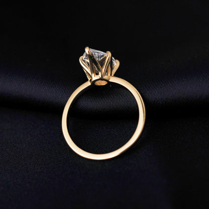 Vintage 9ct 5A Marquise Shape Cubic Zirconia Solitaire Engagement Ring For Women 925 Sterling Silver 14K Yellow Gold