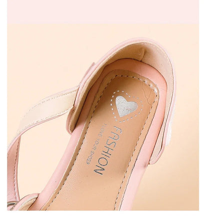 Spring and Summer Girls' Princess Shoes Sandals Flat  Kids Dresses Shoes Pearl  for Kids and Teens