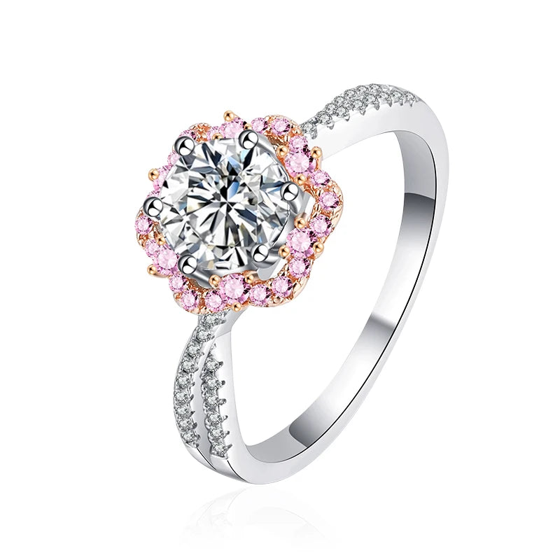 1ct Moissanite Rings for Women Sparkling Lab Gem Wedding Band S925 Sterling Silver Eternity Engagement Promise Rings