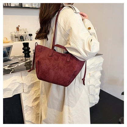 2025 Hot Sale Autumn Soft Women's Handbags Faux Suede Solid Color Large Capacity Shoulder Bag Casual Versatile Ladies Bags