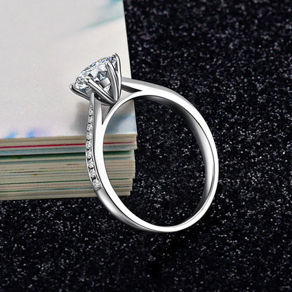1ct 6.5mm Red Blue Pink Yellow Green Purple Black Moissanite Ring Sterling 925 Silver Wedding Party Band for Women Gifts