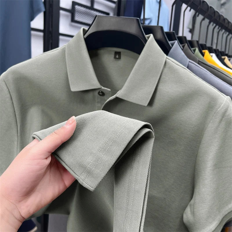 100Cotton High Quality Men's Polo Shirt Breathe Solid Color Soft Dog Print Short Sleeve Summer Lapel T-Shirt Business Menswear