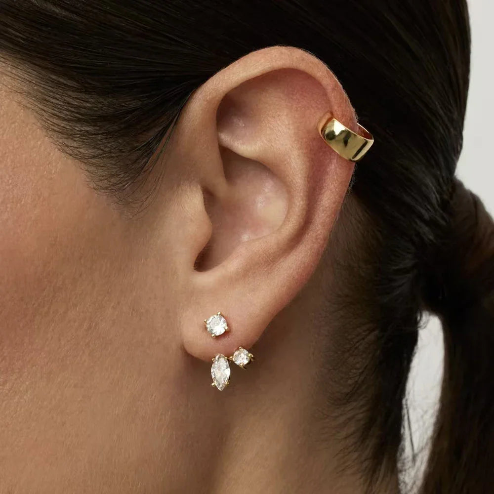 GRA Certified All Moissanite Drop Earrings for Women S925 Silver Detachable Earcuff Front Back Stud Earring Jackets for Women