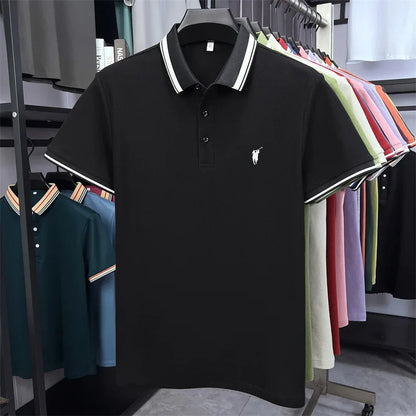 100% pure cotton short sleeve polo shirt high-end brand Paul Pony embroidered stripe summer luxurious breathable men's T-shirt