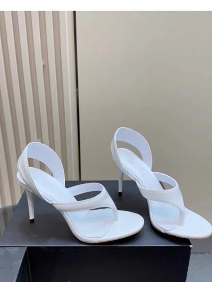 Sandálias Femininas de Verão com Salto Agulha, Concisas, Estilo Flip-flop, Salto Alto, Slingback, Sapatos Femininos para Passarela, Tamanhos Grandes 34-46