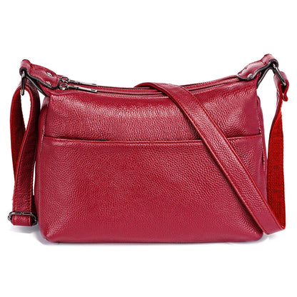 Elegant Genuine Leather Women's Shoulder Bag Trendy Crossbody Messenger Bag for Ladies Dark Red Blue 100% Satchels Hobo