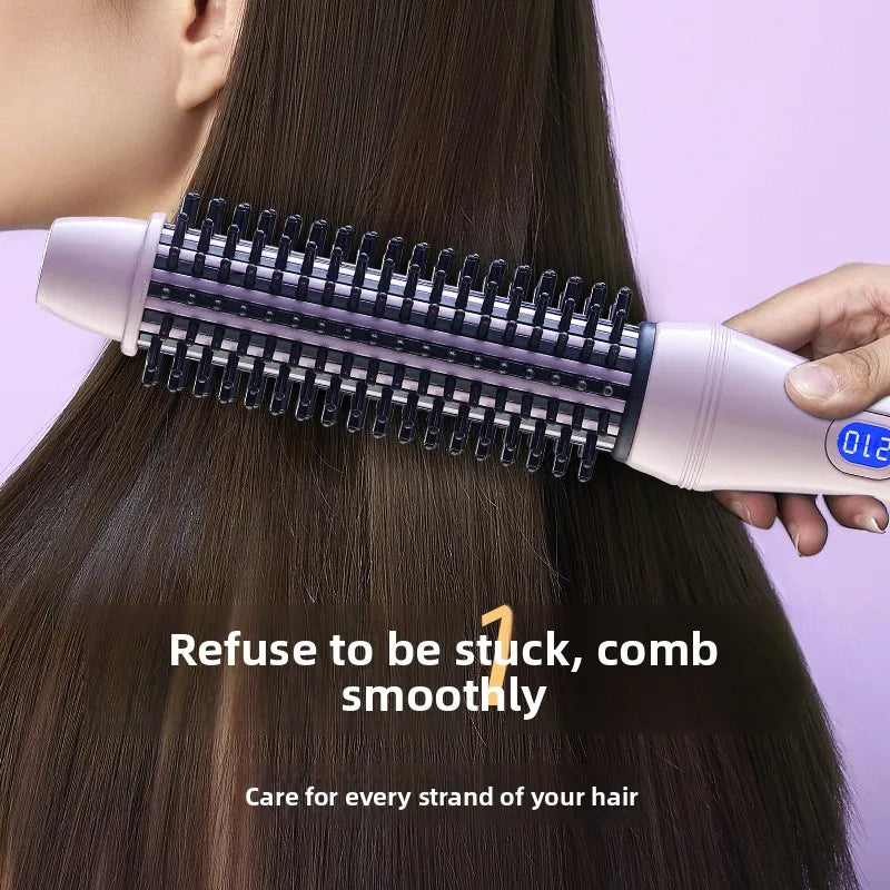 1.5 Inch 2-in-1 Thermal Brush Professional Negative Ion Curling Iron Brush Heated Round Brush for Blowout Volumizing, Portabl