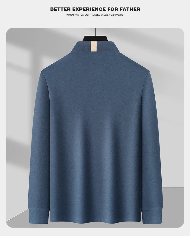 High end letter embroidery brand men's long sleeved polo shirt 2024 Spring and Autumn new comfortable 100% cotton casual T-shirt