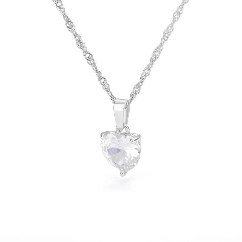 Stainless Steel Love Heart Pendant Necklace For Women Fashion Gold Color Flower Necklace Couple Aesthetic Jewelry Accessories