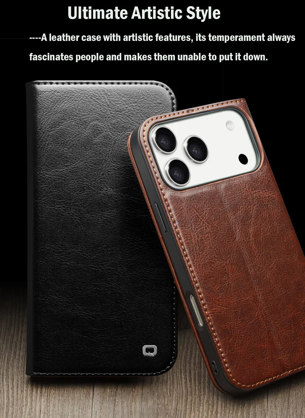 Case for iPhone 17 Pro Max Luxury Ultra Slim Handmade Genuine Leather Wallet Card Slot Flip Cover for iPhone 17 Pro/Air