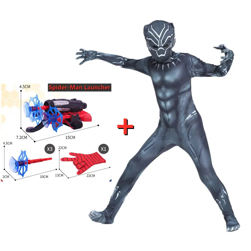 High Quality Kids Superhero Costume Spider Man Jumpsuit with Web Shooter Halloween Performance Outfit Holiday Gifts Boys Girls