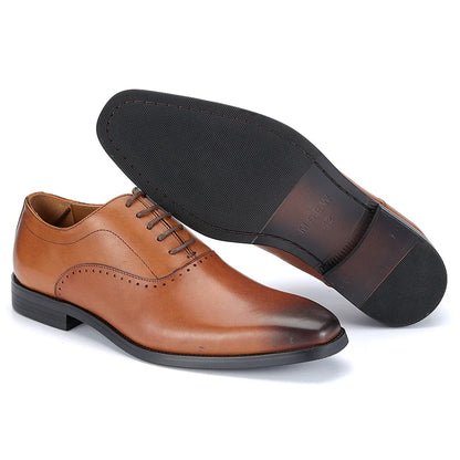 Men's Top Layer Cow Leather Formal Shoes Business Dress Office Comfortable Breathable Leather Lining Wedding Shoes