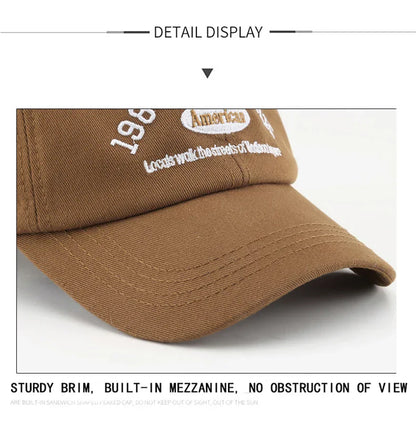 Korean Retro Baseball Hat Women's Autumn Winter Versatile Ins Street Letter Embroidered Caps Summer Couple Men
