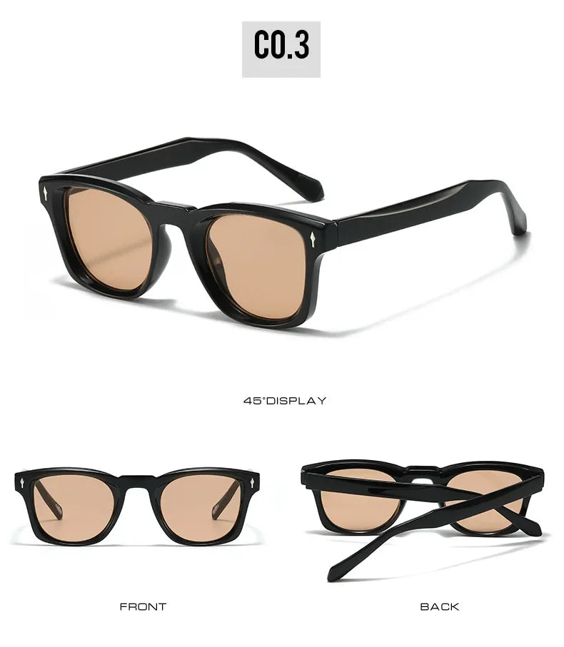Retro Rivets Square Sunglasses Women Fashion Gradient Shades UV400 Men Green Black Sun Glasses