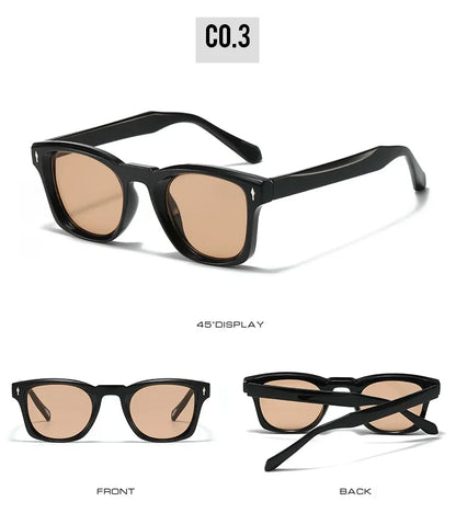 Retro Rivets Square Sunglasses Women Fashion Gradient Shades UV400 Men Green Black Sun Glasses