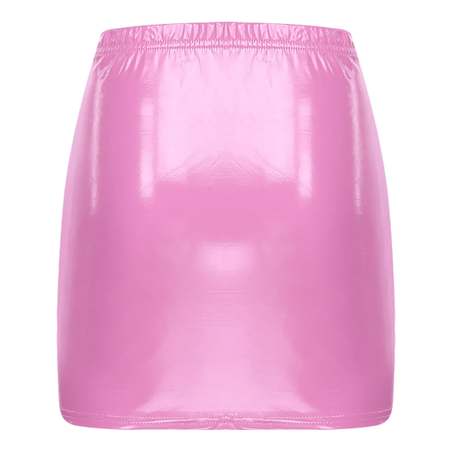 Glossy Patent Leather Miniskirt for Womens Solid Color Elastic Waistband Pencil Skirt Music Festival Costume Daily Wear Clubwear