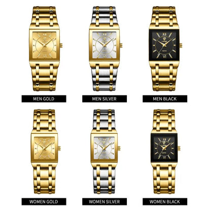 Luxury Golden Quartz Wristwatches For Female Girl Male Fashion 30m Waterproof Women Ladies Mens Watches Relogio Feminino